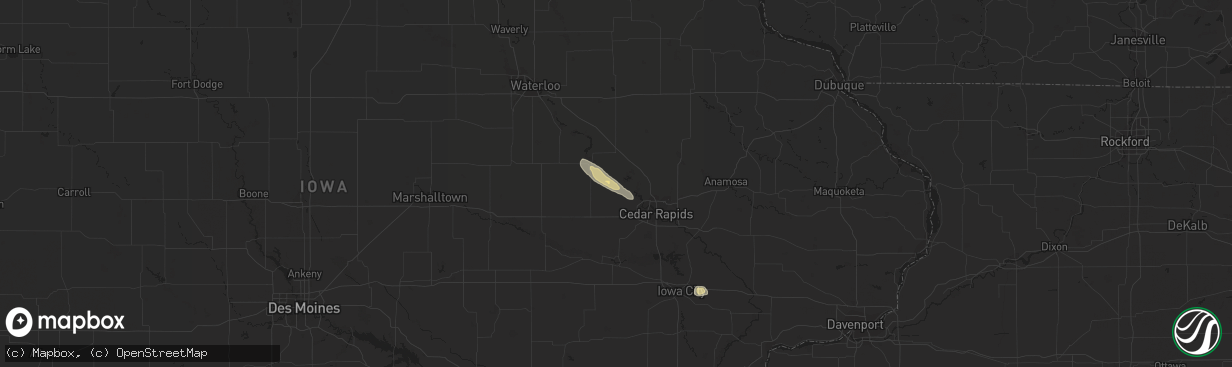 Hail map in Shellsburg, IA on September 22, 2016