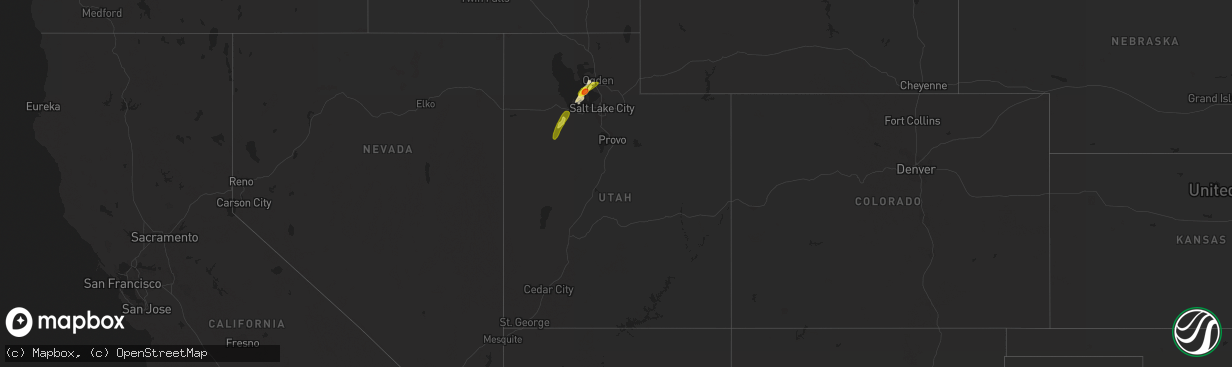 Hail map in Utah on September 22, 2016