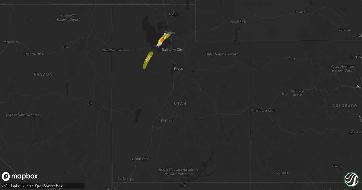Hail map in Utah on September 22, 2016