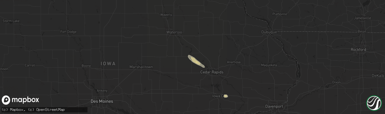 Hail map in Vinton, IA on September 22, 2016