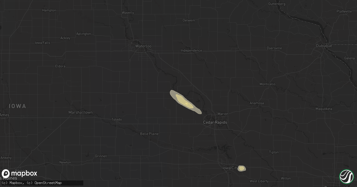 Hail map in Vinton, IA on September 22, 2016