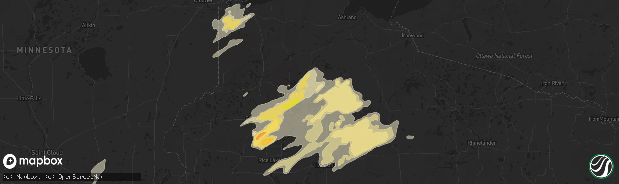 Hail map in Hayward, WI on September 22, 2017