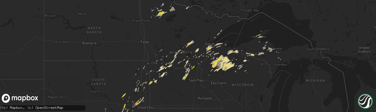 Hail map in Minnesota on September 22, 2017