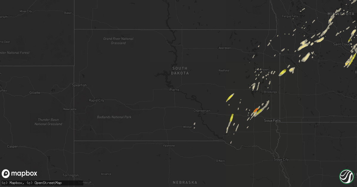 Hail map in South Dakota on September 22, 2017