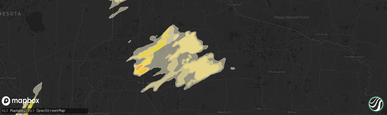 Hail map in Winter, WI on September 22, 2017