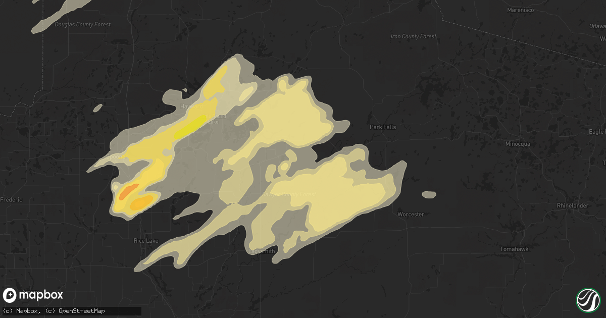 Hail map in Winter, WI on September 22, 2017