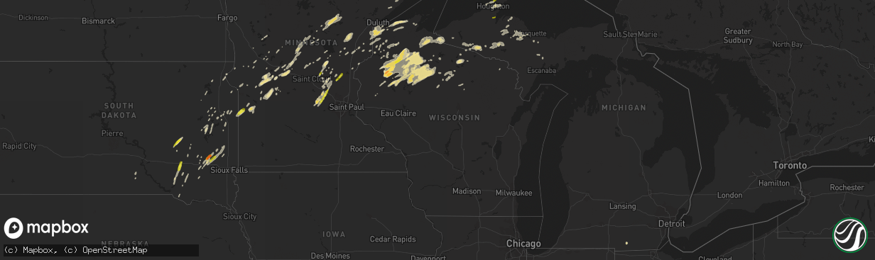 Hail map in Wisconsin on September 22, 2017