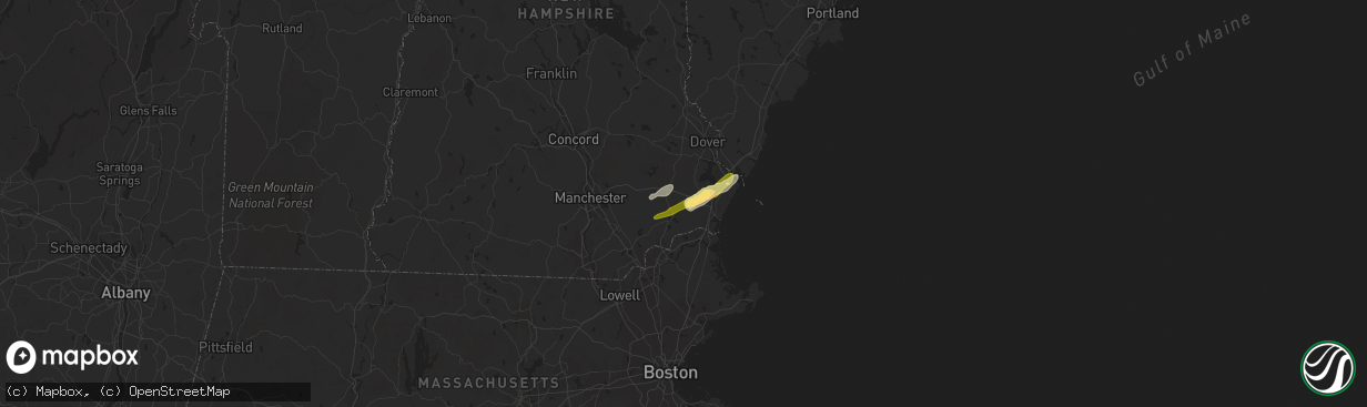 Hail map in Exeter, NH on September 22, 2022