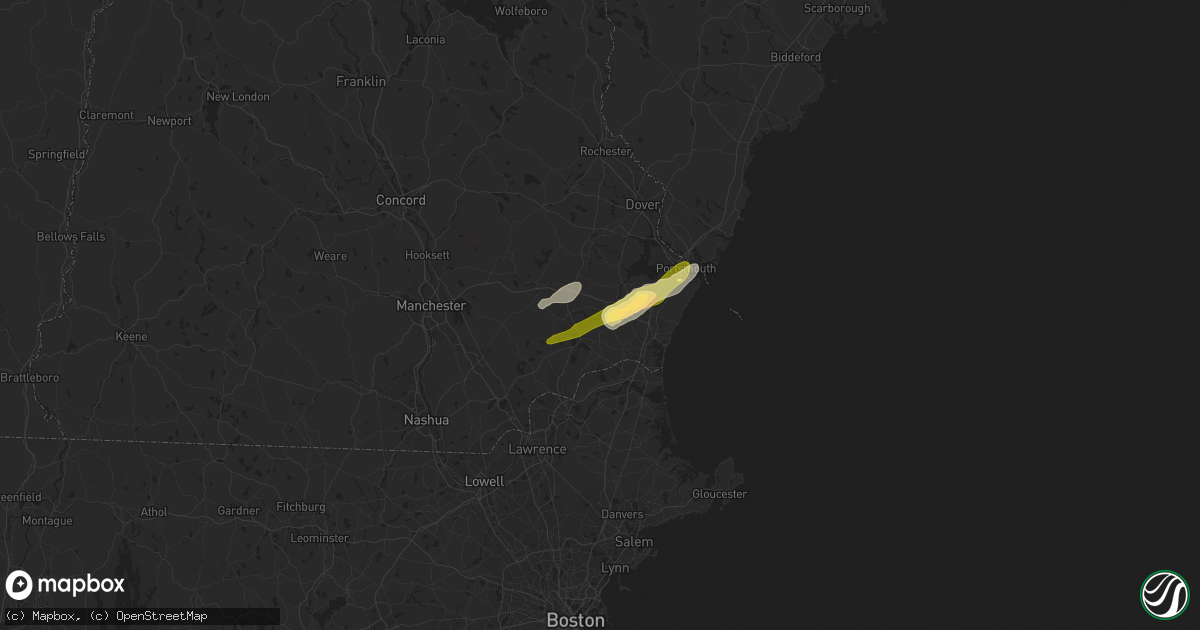 Hail map in Exeter, NH on September 22, 2022
