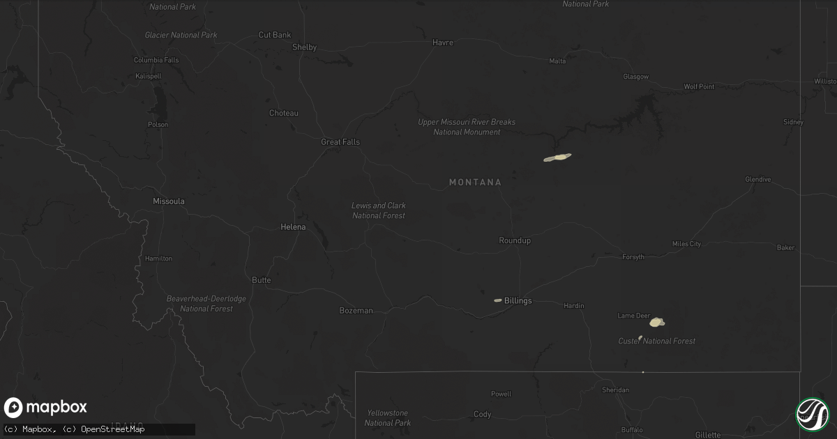 Hail map in Montana on September 22, 2022