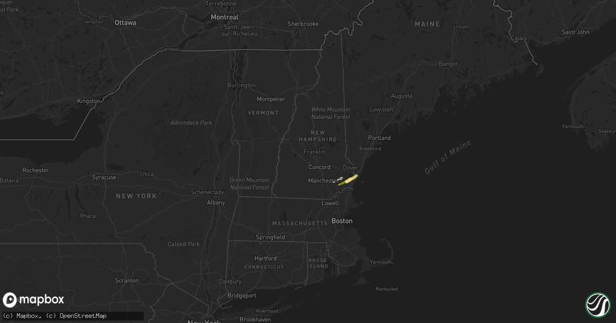 Hail map in New Hampshire on September 22, 2022