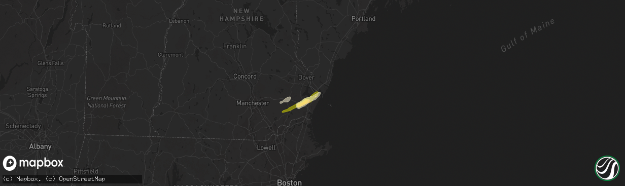 Hail map in Portsmouth, NH on September 22, 2022