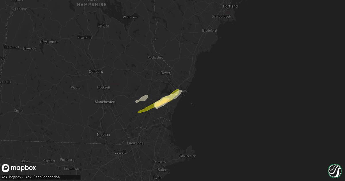 Hail map in Portsmouth, NH on September 22, 2022