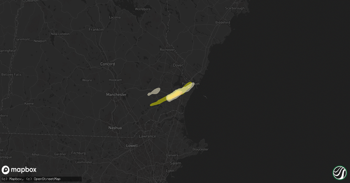 Hail map in Stratham, NH on September 22, 2022
