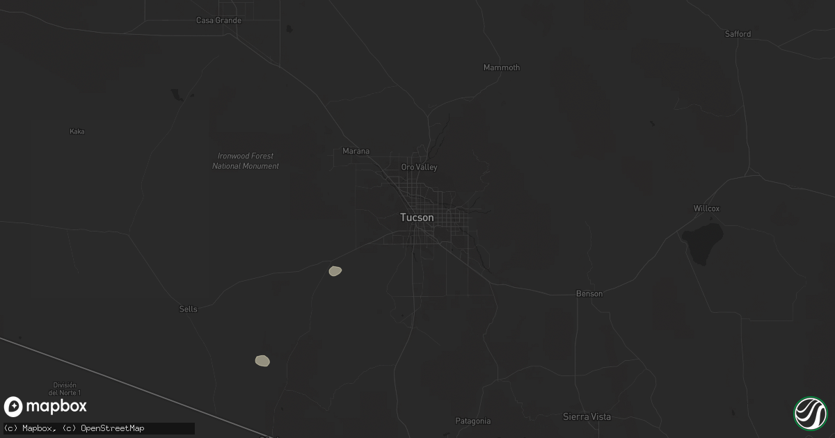 Hail map in Tucson, AZ on September 22, 2022
