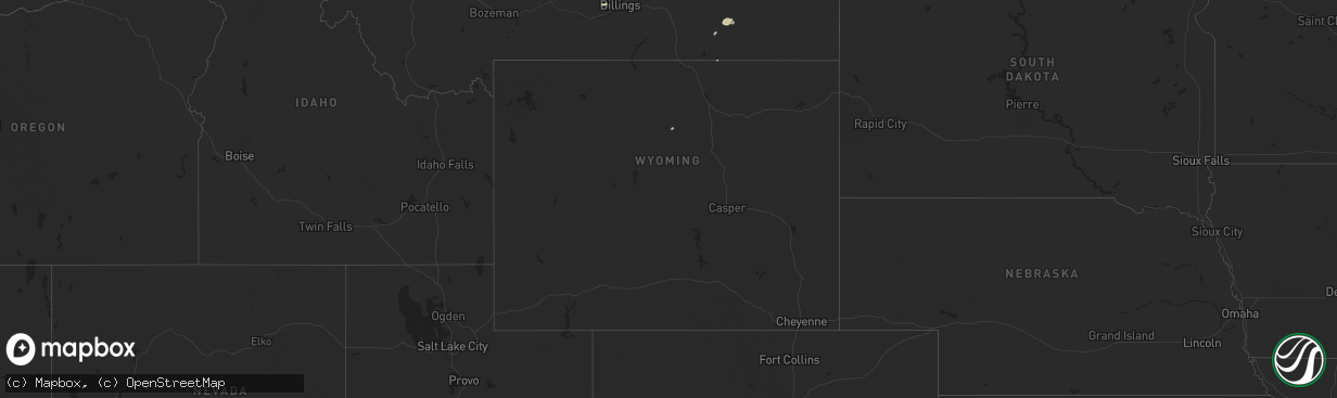 Hail map in Wyoming on September 22, 2022
