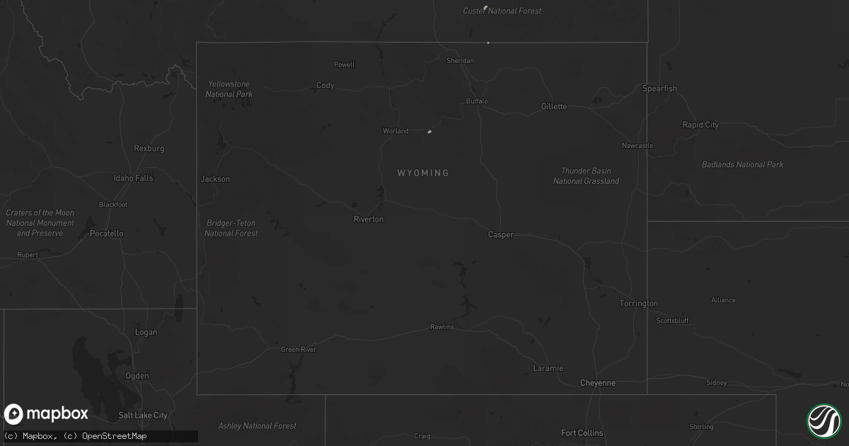 Hail map in Wyoming on September 22, 2022