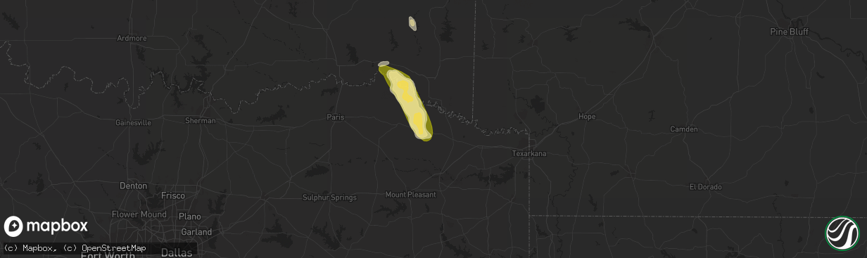 Hail map in Avery, TX on September 22, 2023