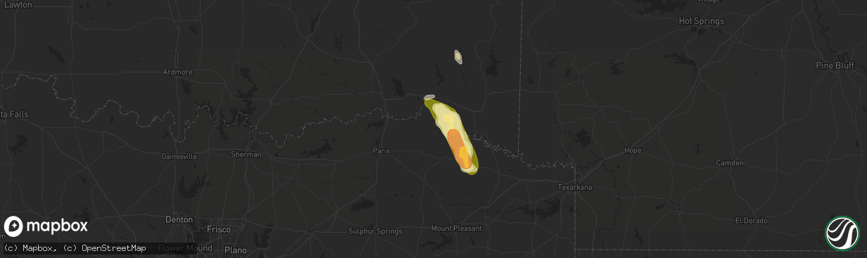 Hail map in Bagwell, TX on September 22, 2023