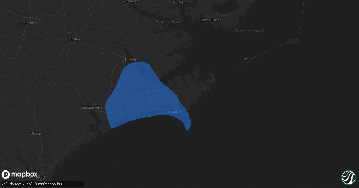 Hail map in Beaufort, NC on September 22, 2023