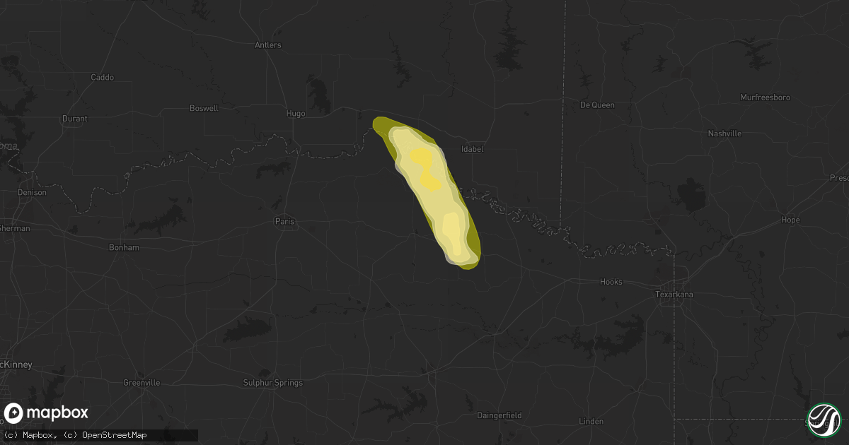 Hail map in Clarksville, TX on September 22, 2023