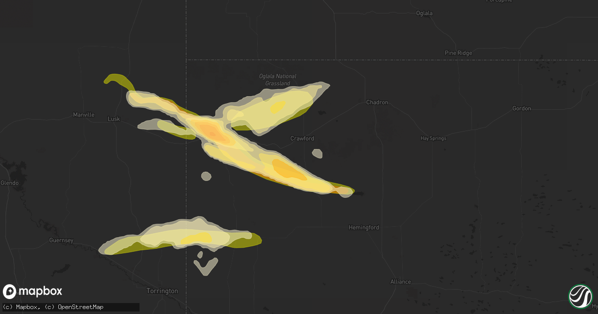 Hail map in Crawford, NE on September 22, 2023