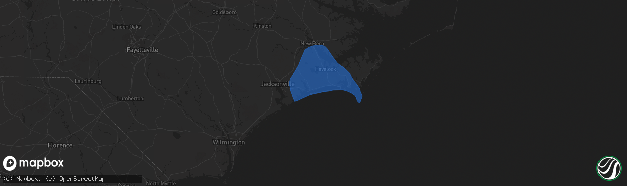 Hail map in Emerald Isle, NC on September 22, 2023