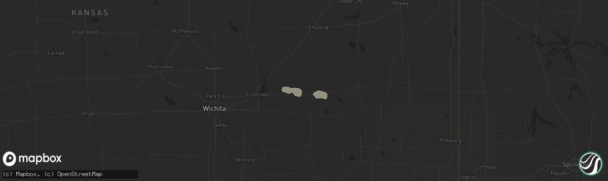 Hail map in Eureka, KS on September 22, 2023
