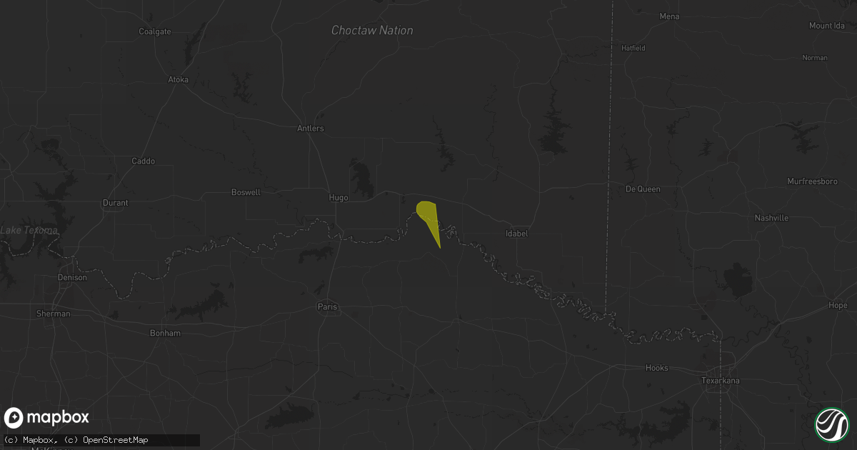 Hail map in Fort Towson, OK on September 22, 2023