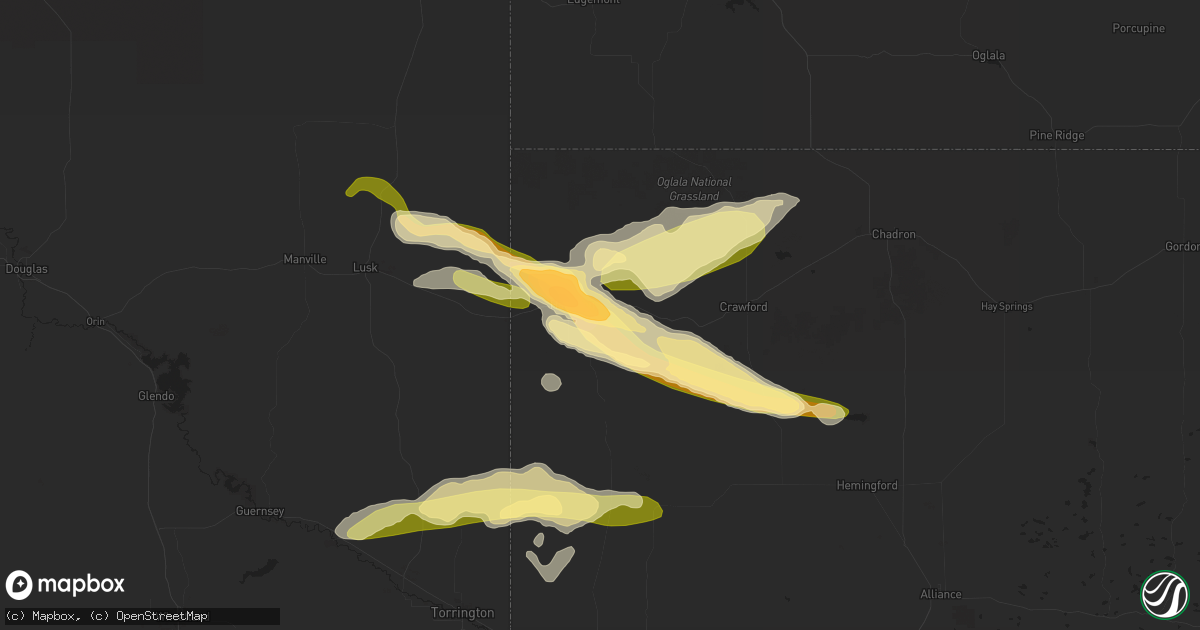Hail map in Harrison, NE on September 22, 2023