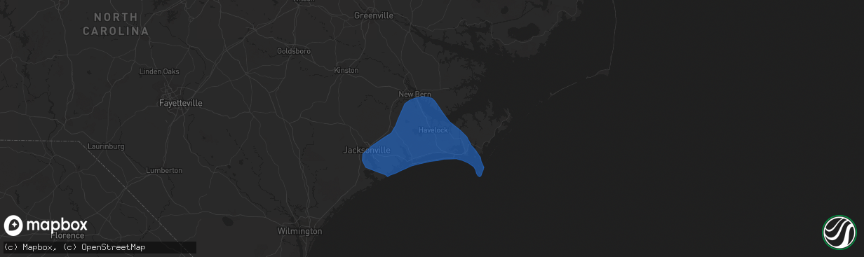 Hail map in Havelock, NC on September 22, 2023