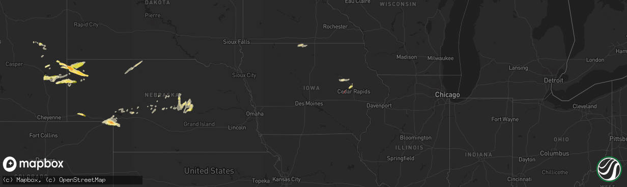 Hail map in Iowa on September 22, 2023