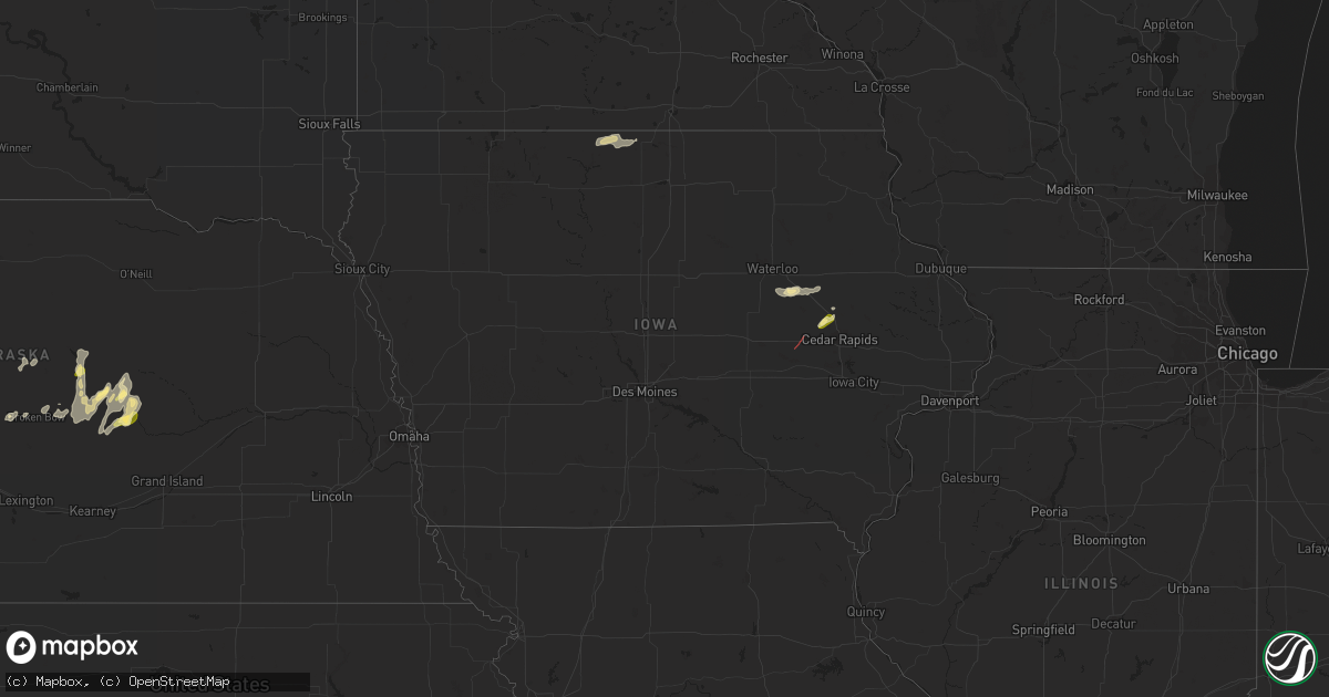 Hail map in Iowa on September 22, 2023