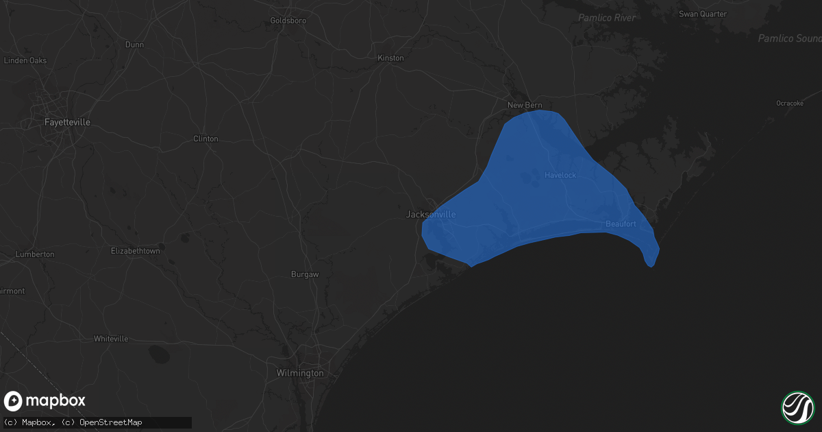 Hail map in Jacksonville, NC on September 22, 2023