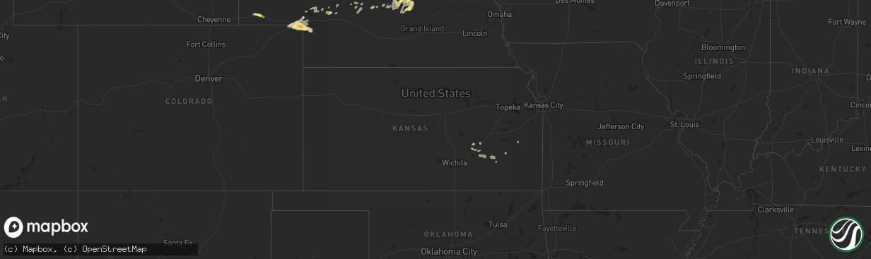 Hail map in Kansas on September 22, 2023