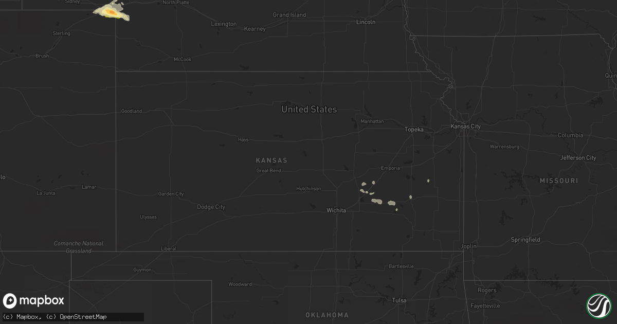 Hail map in Kansas on September 22, 2023