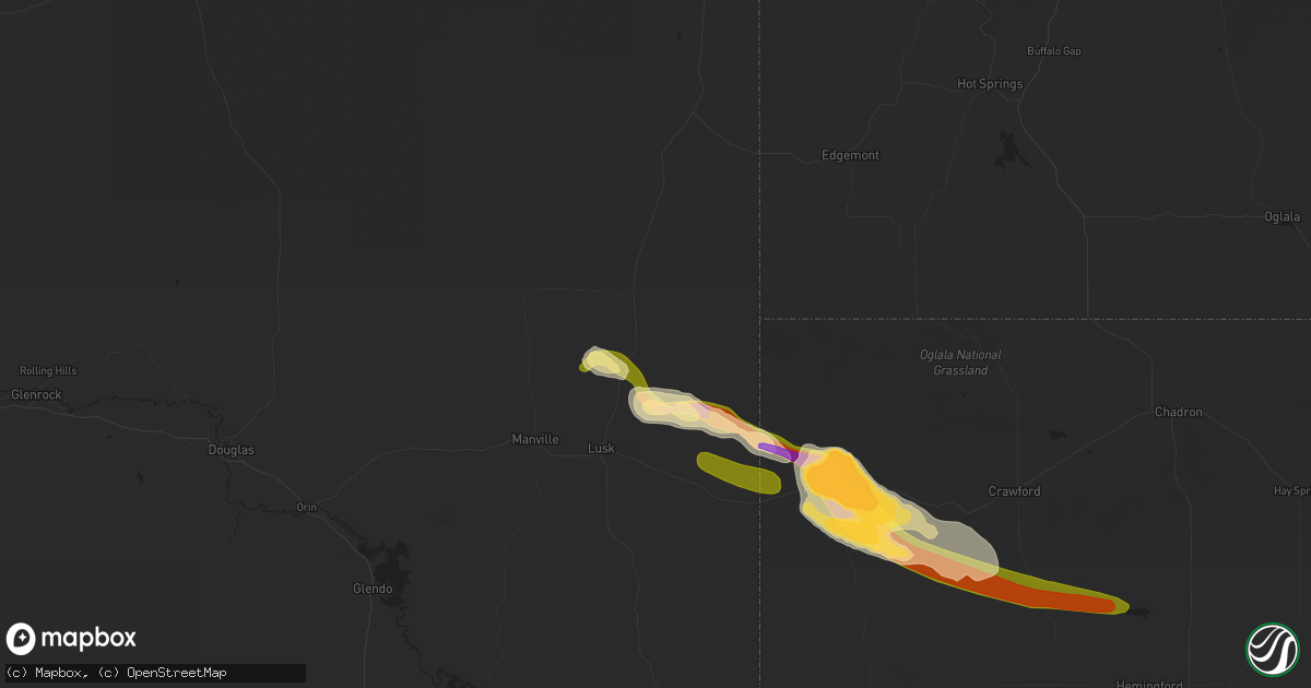 Hail map in Lusk, WY on September 22, 2023