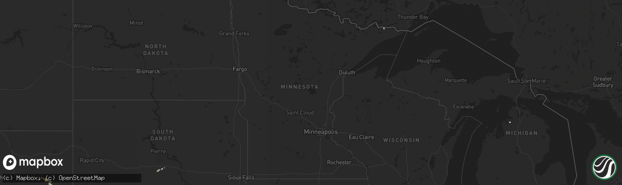 Hail map in Minnesota on September 22, 2023