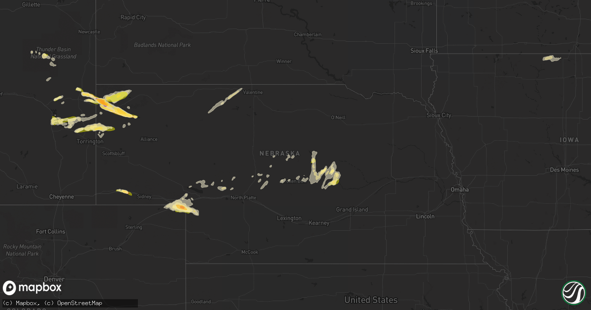 Hail map in Nebraska on September 22, 2023