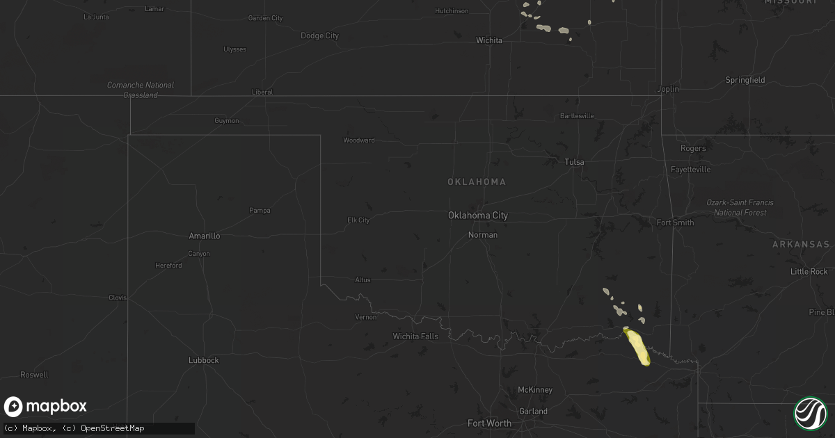 Hail map in Oklahoma on September 22, 2023