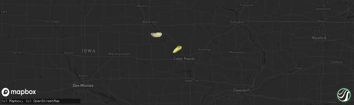 Hail map in Palo, IA on September 22, 2023