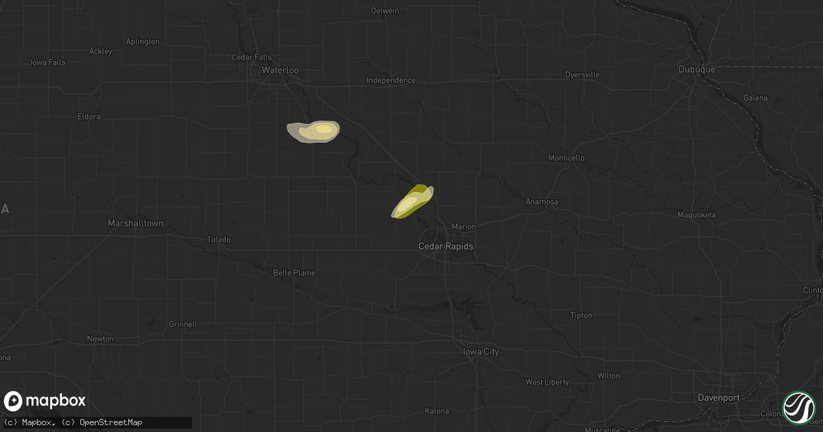 Hail map in Palo, IA on September 22, 2023