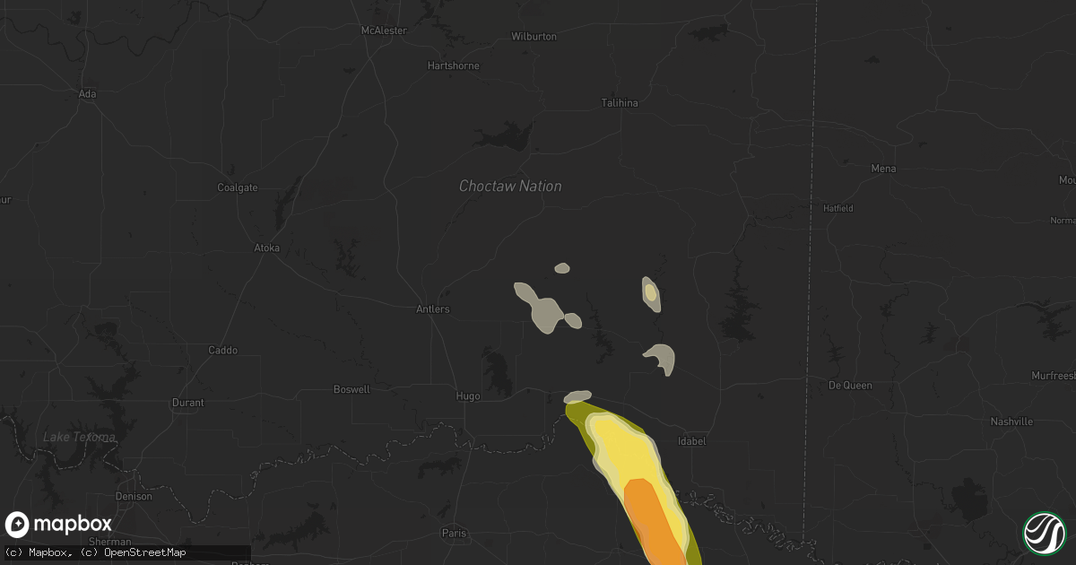 Hail map in Rattan, OK on September 22, 2023