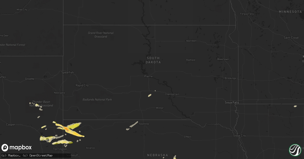 Hail map in South Dakota on September 22, 2023