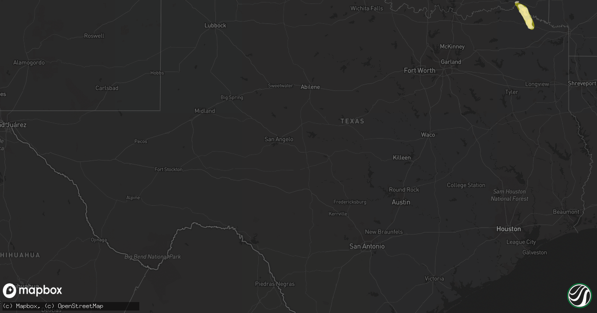 Hail map in Texas on September 22, 2023