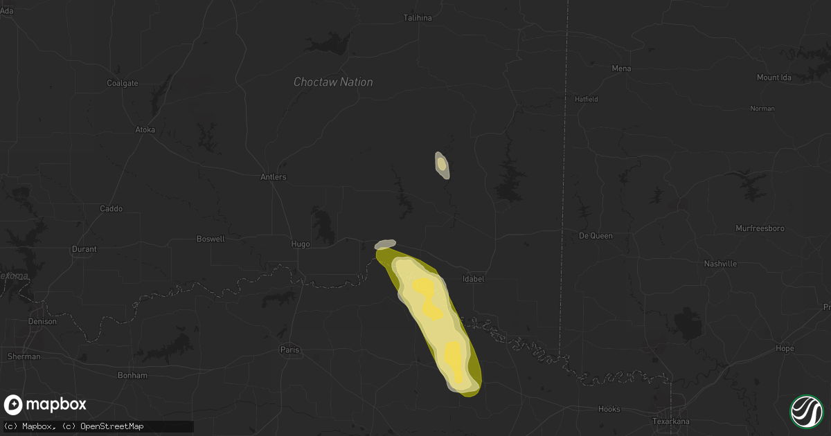 Hail map in Valliant, OK on September 22, 2023