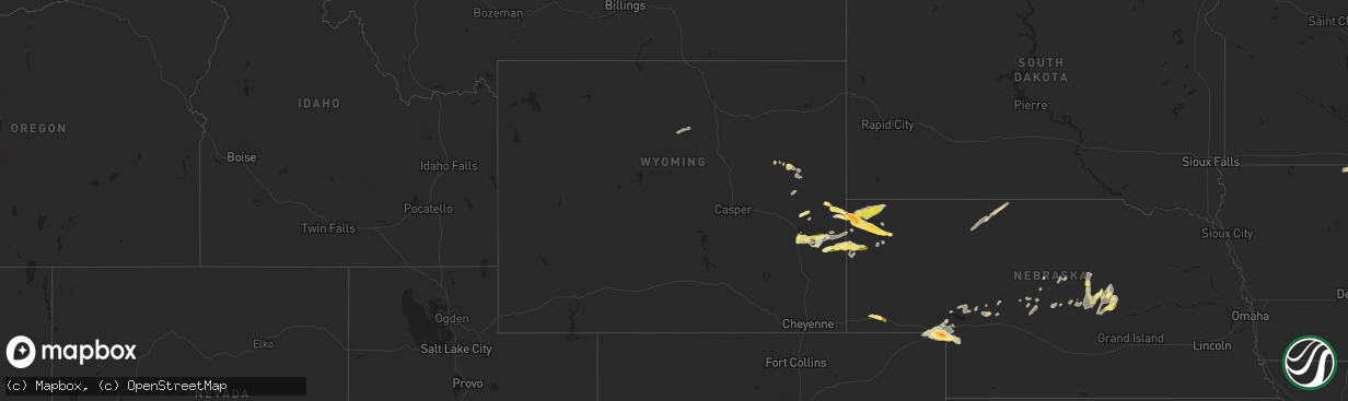 Hail map in Wyoming on September 22, 2023