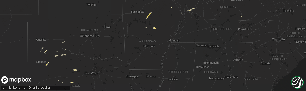 Hail map in Arkansas on September 22, 2024