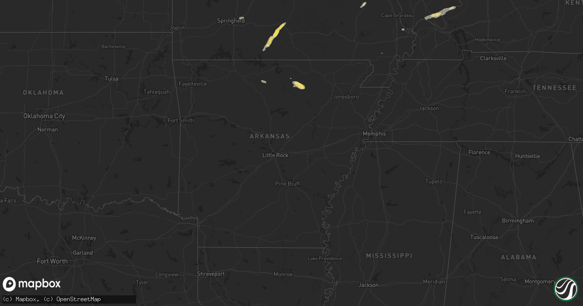 Hail map in Arkansas on September 22, 2024