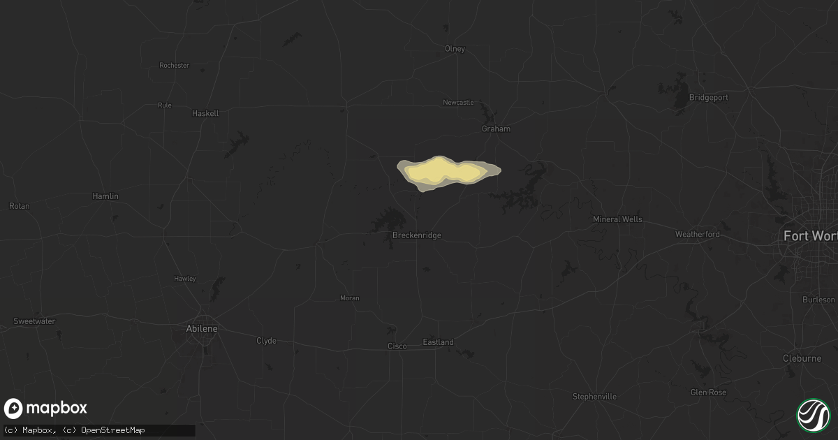 Hail map in Breckenridge, TX on September 22, 2024